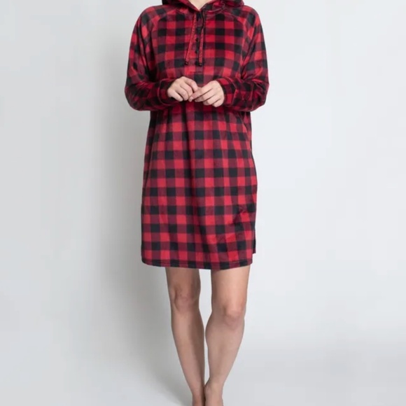 Muk Luks Women's a Plush Minky Lounger with a Henley Neckline and Soft Hood - Picture 2 of 2